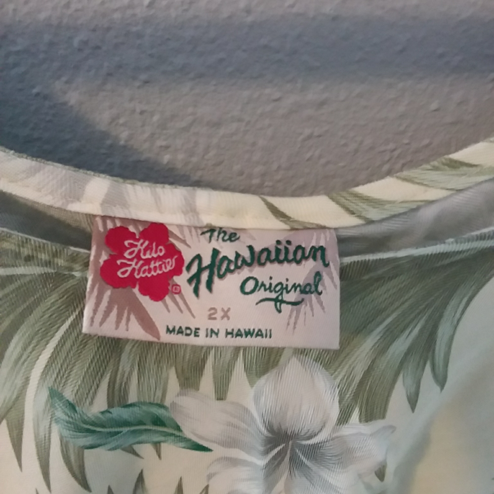 HILO HATTIE Tea Dress Muumuu Tropical Palm Size 2X